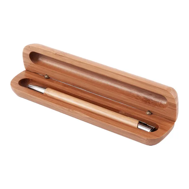 VIZELA ballpen in bamboo case Brown