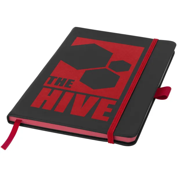 Colour-edge A5 hard cover notebook Solid black Red