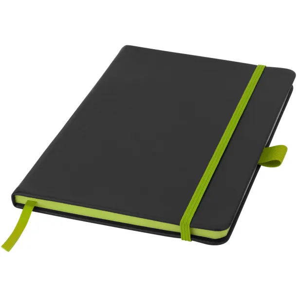 Colour-edge A5 hard cover notebook Solid black Lime