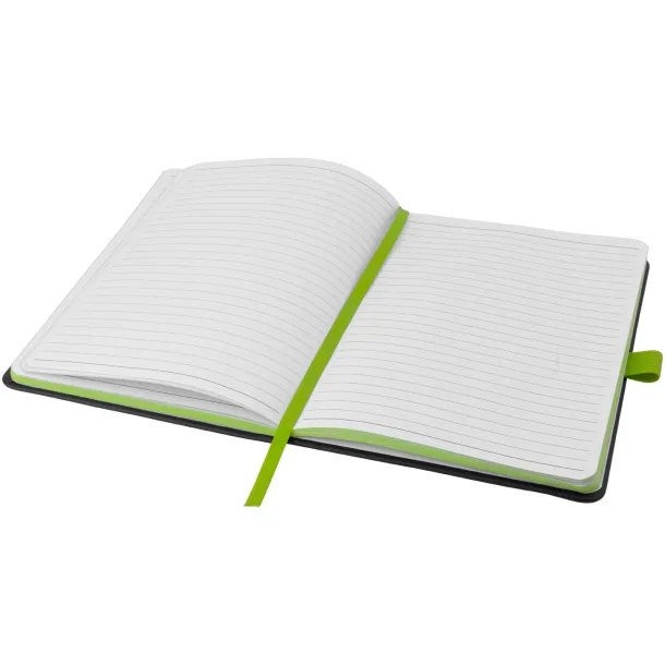 Colour-edge A5 hard cover notebook Solid black Lime