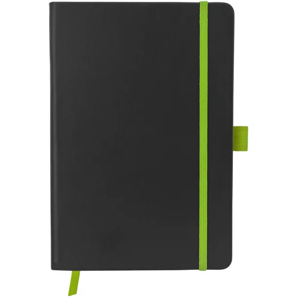 Colour-edge A5 hard cover notebook Solid black Lime