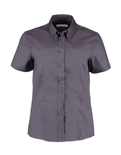  Women's Tailored Fit Premium Oxford Shirt SSL - Kustom Kit Charcoal