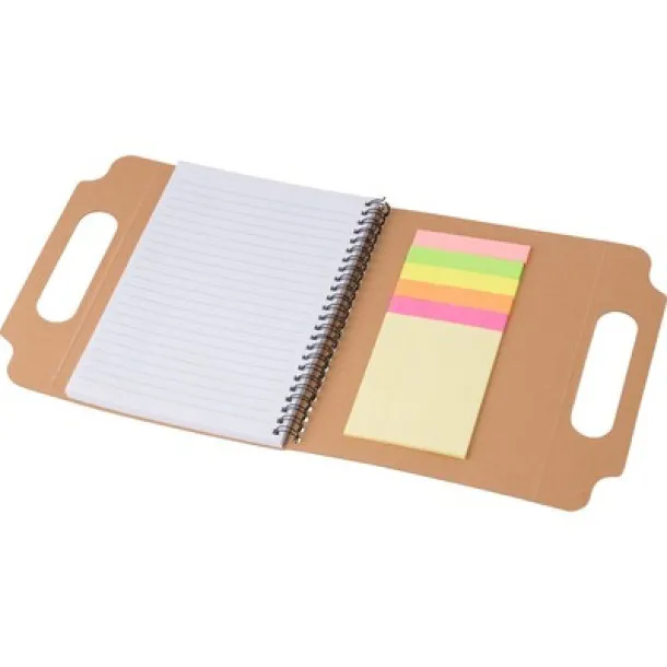  Memo holder, notebook approx. A5, sticky notes brown