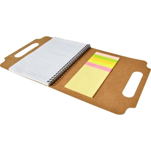  Memo holder, notebook approx. A5, sticky notes brown