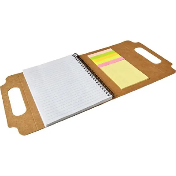  Memo holder, notebook approx. A5, sticky notes brown