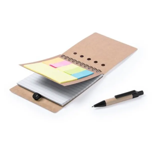  Memo holder, notebook approx. A6, sticky notes, ball pen neutral