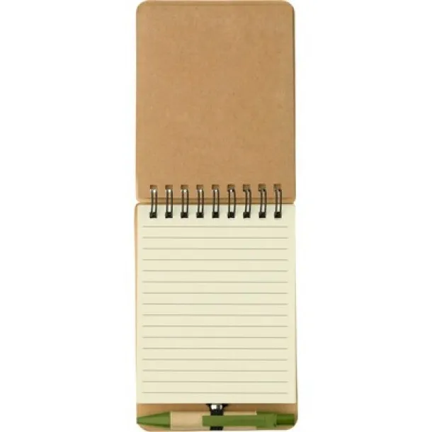  Memo holder, notebook approx. A6, sticky notes and ball pen light green