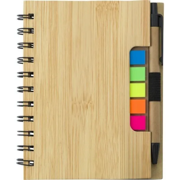  Memo holder, notebook, sticky notes, ball pen brown