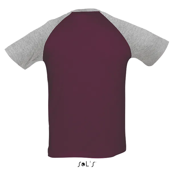  Muška majica s kratkim raglan rukavima - SOL'S burgundac Grey Melange