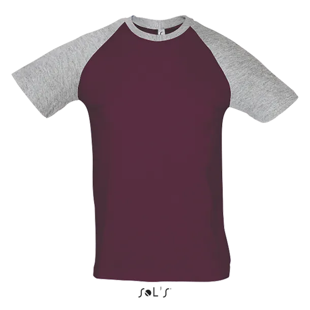  Muška majica s kratkim raglan rukavima - SOL'S burgundac Grey Melange