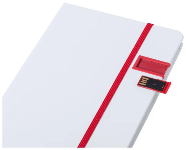 Boltuk notebook with USB memory Red White