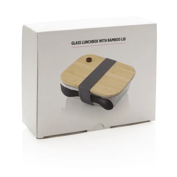  Glass lunchbox with bamboo lid - XD Collection Transparent 