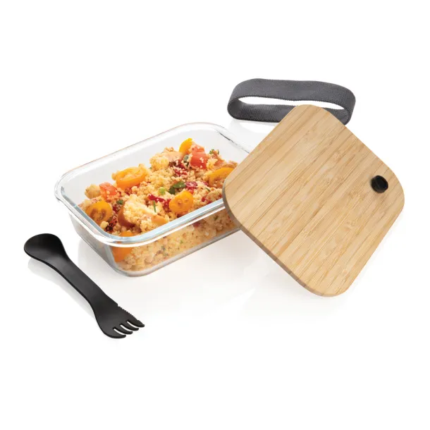  Glass lunchbox with bamboo lid - XD Collection Transparent 