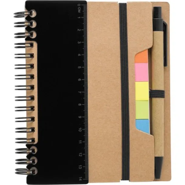  Memo holder, notebook, sticky notes, ball pen Crna
