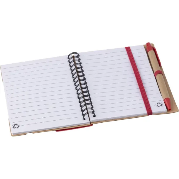  Memo holder, notebook, sticky notes, ball pen Crvena