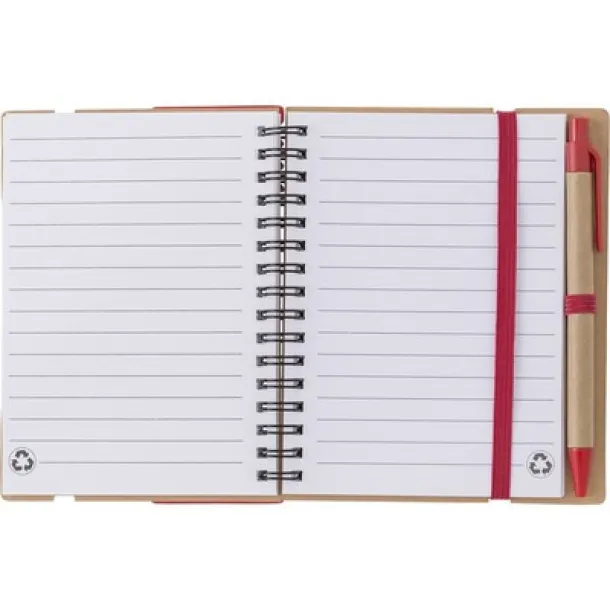  Memo holder, notebook, sticky notes, ball pen red