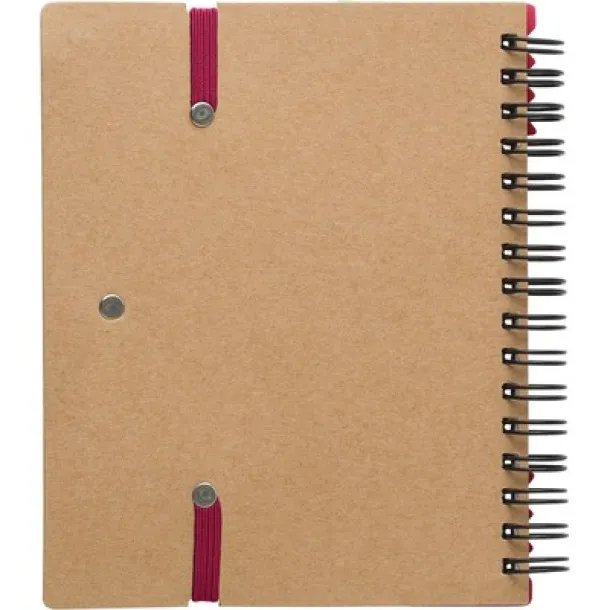  Memo holder, notebook, sticky notes, ball pen Crvena