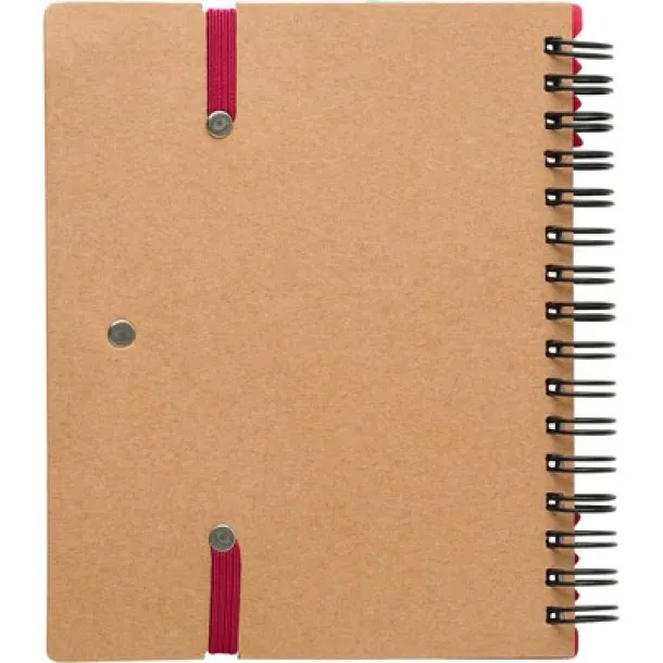  Memo holder, notebook, sticky notes, ball pen Crvena