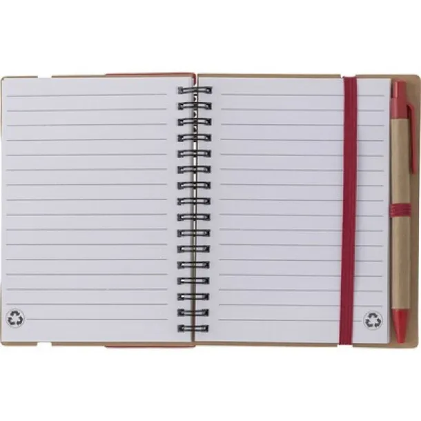  Memo holder, notebook, sticky notes, ball pen Crvena