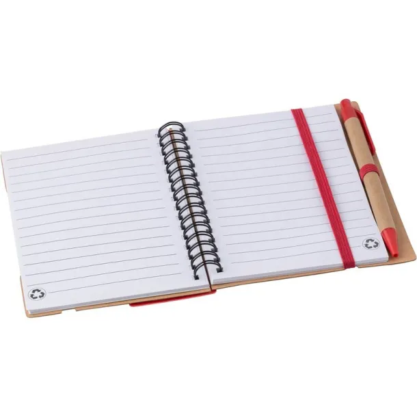  Memo holder, notebook, sticky notes, ball pen Crvena