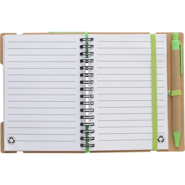  Memo holder, notebook, sticky notes, ball pen light green