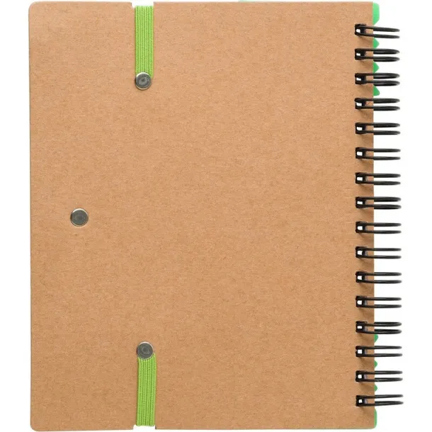  Memo holder, notebook, sticky notes, ball pen light green