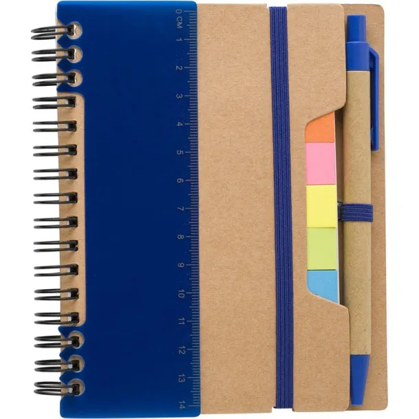  Memo holder, notebook, sticky notes, ball pen Plava