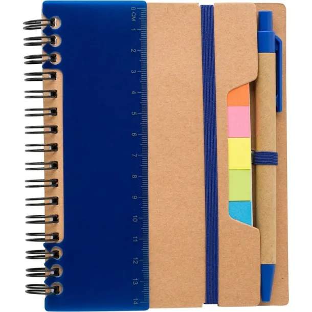  Memo holder, notebook, sticky notes, ball pen blue