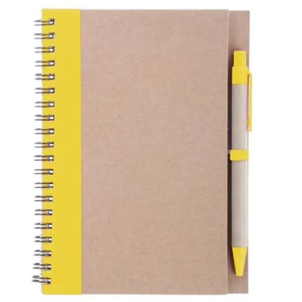  Notebook approx. A5 with ball pen Žuta