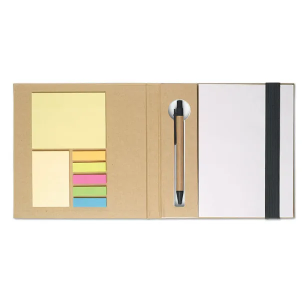 QUINCY Notebook w/ stickynotes & pen Black