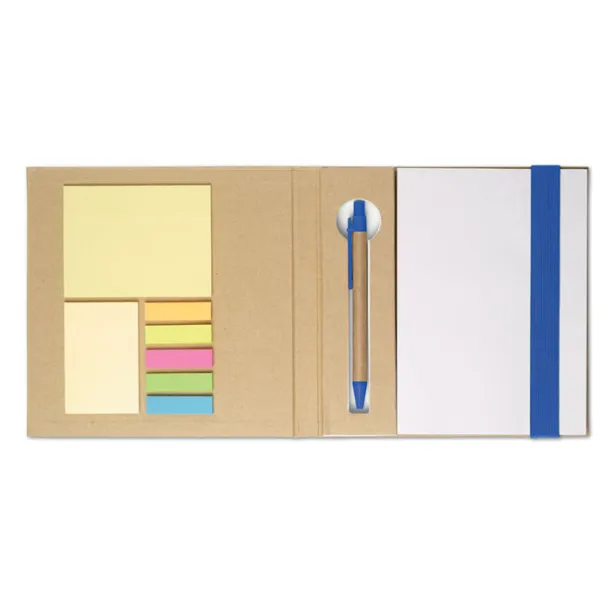 QUINCY Notebook w/ stickynotes & pen Royal blue