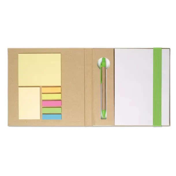 QUINCY Notebook w/ stickynotes & pen Lime