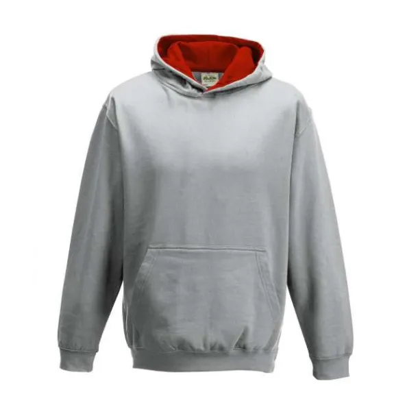  Dječji hoodie - Just Hoods Heather Grey Crvena