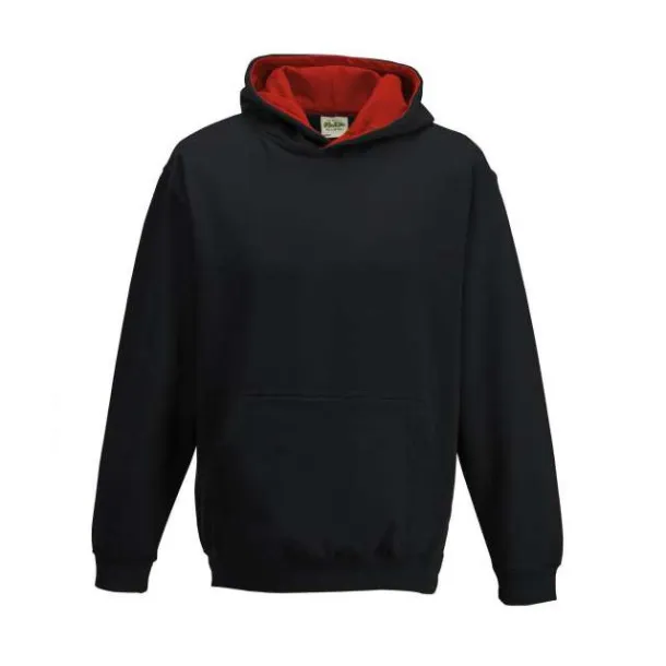  Dječji hoodie, 280 g/m2 - Just Hoods Crna Crvena