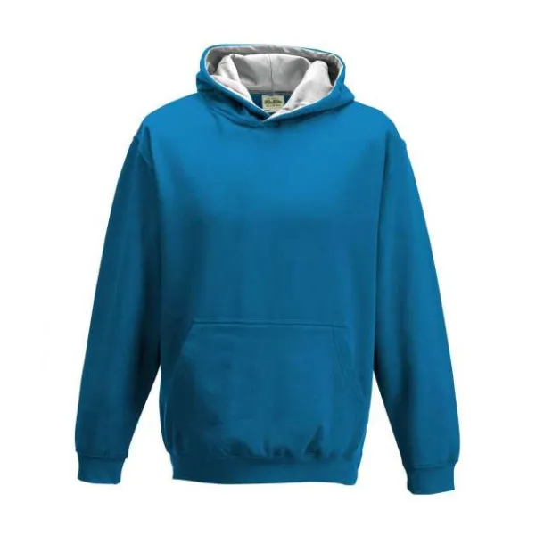  KIDS VARSITY HOODIE - Just Hoods Sapphire Blue Heather Grey