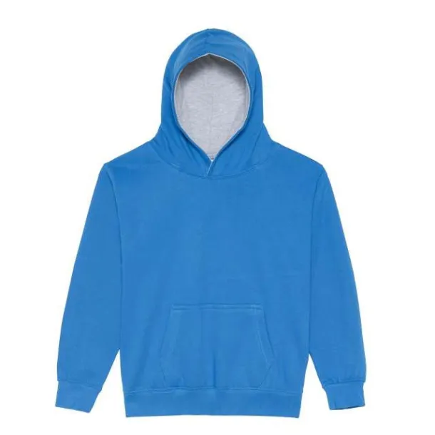  KIDS VARSITY HOODIE - Just Hoods Sapphire Blue Heather Grey