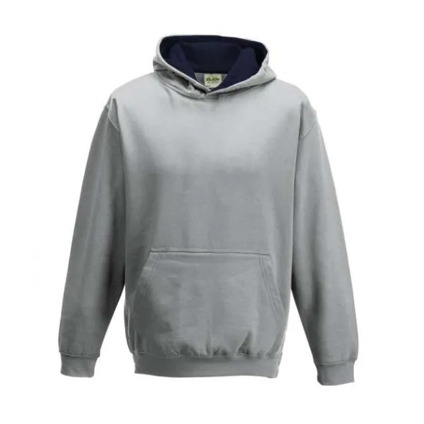  KIDS VARSITY HOODIE - Just Hoods Heather Grey French Navy