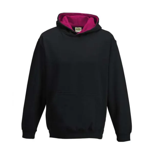  Dječji hoodie, 280 g/m2 - Just Hoods Crna Hot Pink