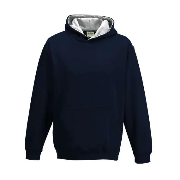  KIDS VARSITY HOODIE - Just Hoods French Navy Heather Grey
