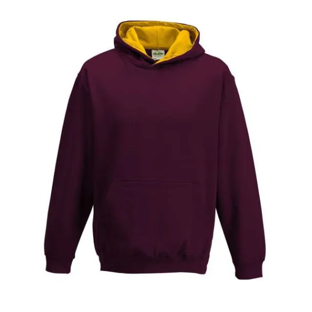  KIDS VARSITY HOODIE - Just Hoods Burgundy Charcoal