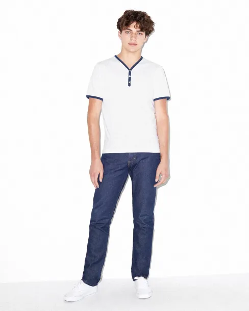  Polipamučna unisex V majica - American Apparel Bijela Crvena