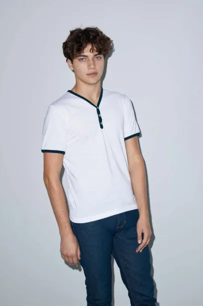  Polipamučna unisex V majica - American Apparel Bijela Crvena