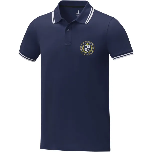 Amarago short sleeve men's tipping polo - Elevate Life Navy Blue