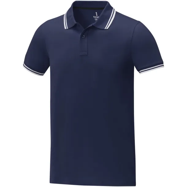 Amarago short sleeve men's tipping polo - Elevate Life Navy Blue