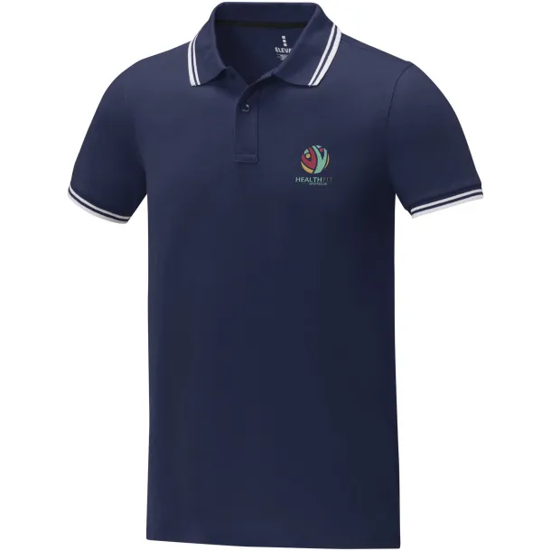 Amarago short sleeve men's tipping polo - Elevate Life Navy Blue