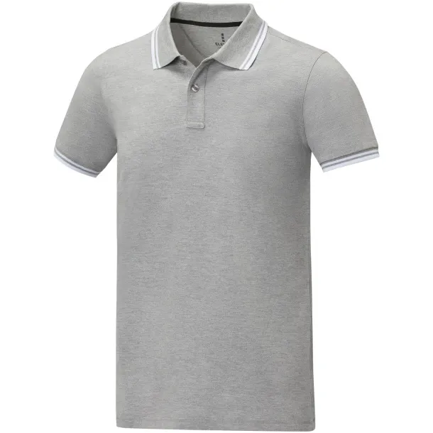 Amarago short sleeve men's tipping polo - Elevate Life Heather grey