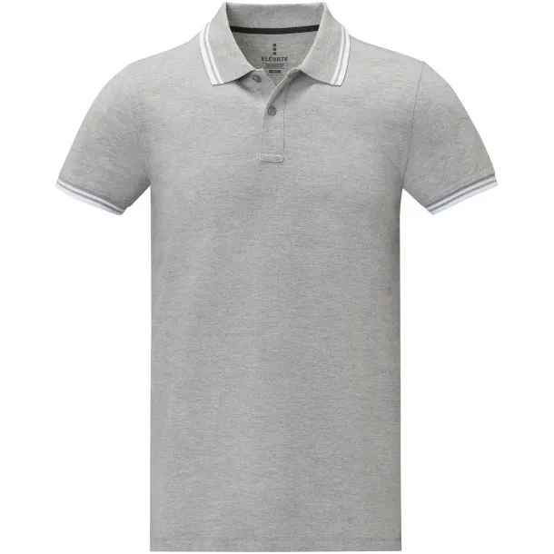 Amarago short sleeve men's tipping polo - Elevate Life Heather grey