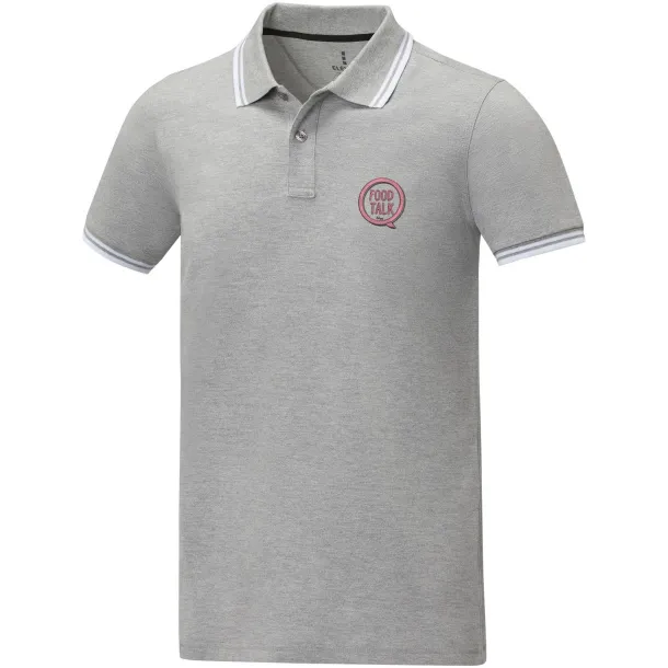 Amarago short sleeve men's tipping polo - Elevate Life Heather grey