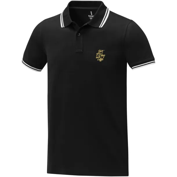 Amarago short sleeve men's tipping polo - Elevate Life Crna