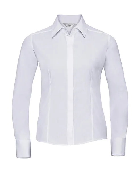  Ladies' LS Fitted Poplin Shirt - Russell Collection Bijela